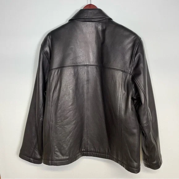 Dockers Men's Black Genuine Leather Full Zip Jacket Size Large